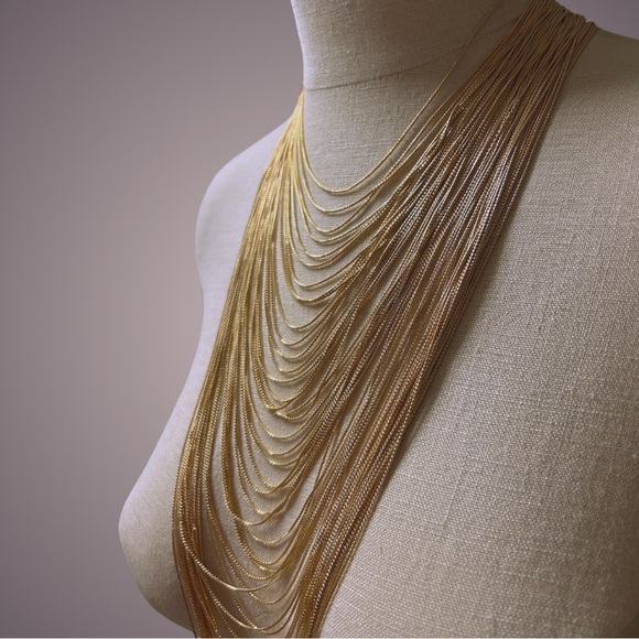 🔥SOLD🔥ANNE KLEIN Vintage 90s Gold Muti-Layer Statement Necklace NWT - Picture 2 of 4